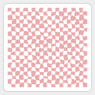 Warped Checkerboard, Pink and White Magnet